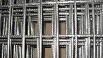 Many ribbed rectangular reinforcing welded meshes piled together