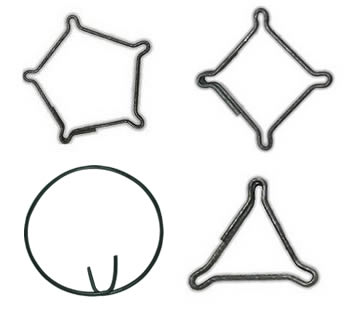 Pentagonal, square, round and triangle ligatures