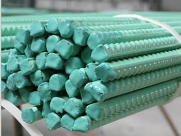 Green epoxy-coated reinforcing steel bars