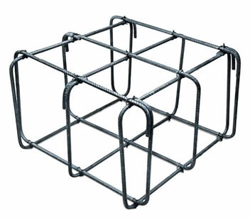 One prefabricated cage made of 6 rectangle ligatures cross bundling